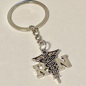 Medical Nursing Caduceus RN Keychain Keyring Charm Registered Nurse Gift